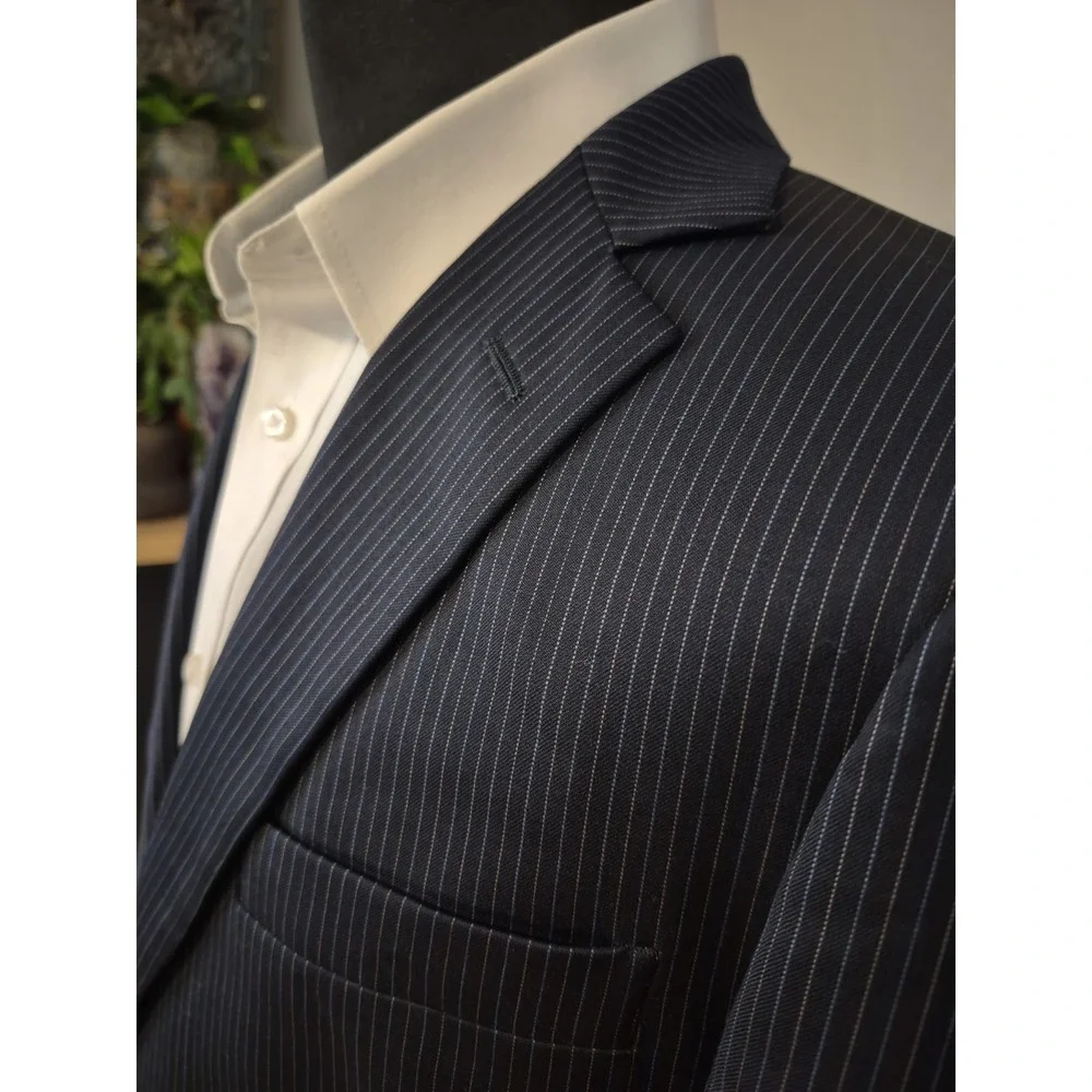 Brooks Brothers 1818 Fitzgerald 41R Sport Coat Blue Stripe Wool Italy 2 Button